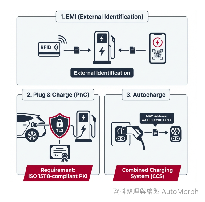 電動車充電身分識別機制對照圖